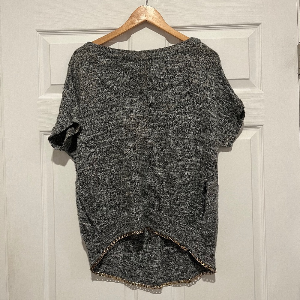 Diane Von Furstenberg Vintage Short Sleeve Sweater with Chain on Bottom